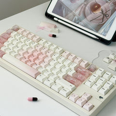 White Peach Mojito Cherry Profile Dye Sublimation PBT Keycaps