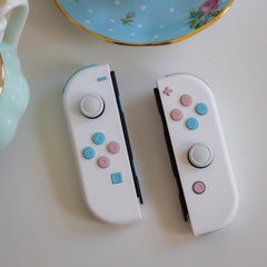 Custom JoyCons Nintendo Switch Joy-Con Controller Mods White with Pink and Blue Pastel Buttons