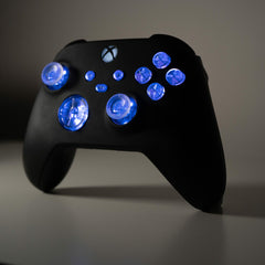 Custom Xbox Controller LED Mod Black With Clear Backlit Buttons for Xbox Series X/S/One & PC
