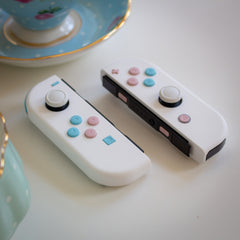 Custom JoyCons Nintendo Switch Joy-Con Controller Mods White with Pink and Blue Pastel Buttons