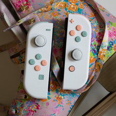 Custom JoyCons Nintendo Switch Joy-Con Controller Mods White with Peach and Cyan Pastel Buttons