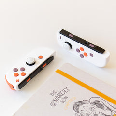 Custom JoyCons Nintendo Switch Joy-Con Controller Mods White with Grey Violet and Coral Buttons