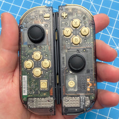 Custom Joy-Cons Retro Clear with Matte Brass-Finish Buttons Nintendo Switch Gaming Controllers