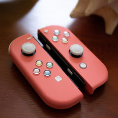 Custom Joy-Cons Coral with Pastel Hearts Buttons Nintendo Switch Controller Mods