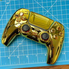 Custom PS5 Controller Chrome Gold with Backlit LED Buttons