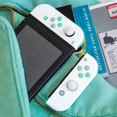Custom JoyCons Nintendo Switch Joy-Con Controller Mods White with Mint and Cyan Buttons