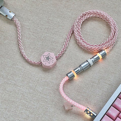 Sakura Pink USB-C RGB Aviator Handmade Coiled Cable