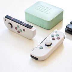 Custom JoyCons Nintendo Switch Joy-Con Controller Mods White with Grey Violet and Cyan Buttons