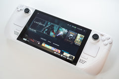 Customized Steam Deck Handheld Gaming Computer By Valve Minimalistic Mono White