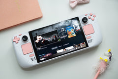 Customized Steam Deck Handheld Gaming Computer By Valve White & Peachy Pink