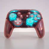 CUSTOM Pro Controller Nintendo SWITCH Controller Mod Clear Pink with LED Backlit Pink Buttons