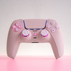 Pink PS5 Controller LED Mod with White Backlit Buttons Custom Wireless Controller Backlit Buttons RGB