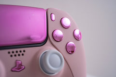 Custom PS5 Controller Sakura Pink Mod with Chrome Pink Buttons and Touch Pad Sony PS5 Wireless Controller
