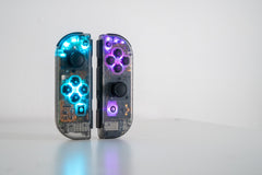 N64-Era Inspired Smoke Clear Joy-Cons with Custom LED Backlit Buttons for Nintendo Switch