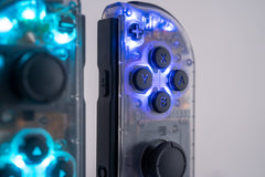 N64-Era Inspired Smoke Clear Joy-Cons with Custom LED Backlit Buttons for Nintendo Switch