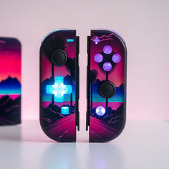 Synthwave Joy-Cons with LED Backlit Buttons Nintendo Switch Joy-Con Controller Retro Gaming Mod