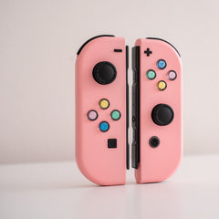 Pastel Pink Joy-Cons Customized with Pastel Heart Buttons Nintendo Switch Custom Controllers