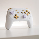 Nintendo Switch Pro Controller Mod White with Brushed Gold Buttons Elegant Minimalistic Customized Controller