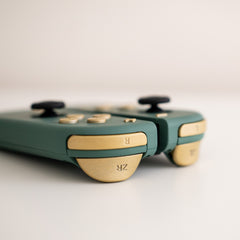 Custom Pine Green Joy-Cons for Nintendo Switch with Matte Brass Buttons