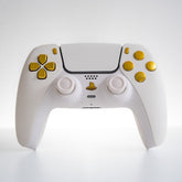 PS5 Controller Mod White with Gold Buttons Custom Sony Wireless Controller