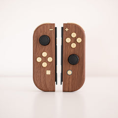 Custom Wooden Joy-Cons with Matte Brass Finish Buttons Nintendo Switch Controller Mods