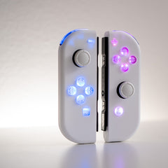 Custom Joy-Con LED MOD - White on White with Backlit Clear Buttons - Nintendo Switch Controllers