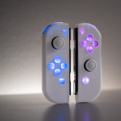 Custom Joy-Con LED MOD - White on White with Backlit Clear Buttons - Nintendo Switch Controllers