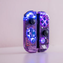 Custom Joy-Cons Stars Comets & Constellations Atomic Purple with Color-Shifting LED Buttons Clear Nintendo Switch Controllers
