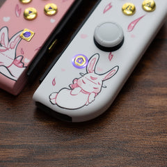 Sleepy Bunny Switch Joycons GTZ x IlustraKarla Custom Nintendo Gaming Controllers with LED Backlit buttons