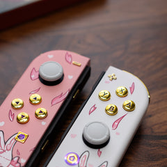 Sleepy Bunny Switch Joycons GTZ x IlustraKarla Custom Nintendo Gaming Controllers with LED Backlit buttons