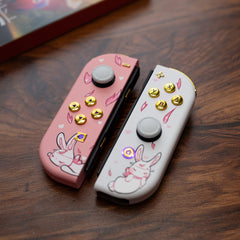Sleepy Bunny Switch Joycons GTZ x IlustraKarla Custom Nintendo Gaming Controllers with LED Backlit buttons