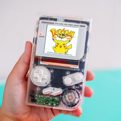 Nintendo Game Boy DMG Famisu Style Clear and White with Backlit IPS Screen