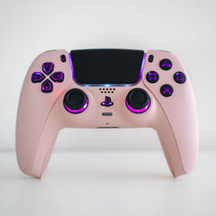Pink PS5 Controller LED Mod with Backlit Buttons Custom Sony Wireless Gaming Controller