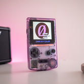 Custom Game Boy Color With Backlit IPS Screen Clear Atomic Purple With Dark Grey Buttons