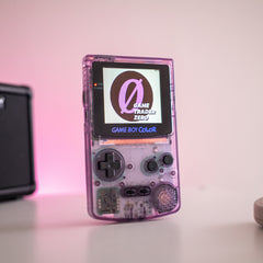 Custom Game Boy Color With Backlit IPS Screen Clear Atomic Purple With Dark Grey Buttons