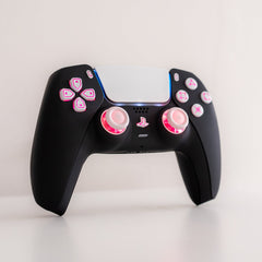 Black & White PS5 LED Controller Custom Gaming Controller with White Backlit Buttons RGB