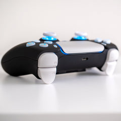Black & White PS5 LED Controller Custom Gaming Controller with White Backlit Buttons RGB