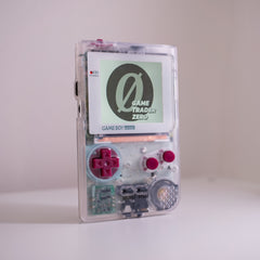 Custom Game Boy Pocket with Backlit IPS Screen Clear With Classic Rose Color Buttons