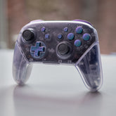 Nintendo Switch “Purple Reign” Pro-Controller Custom Clear Shells With Iridescent Purple And Blue Buttons