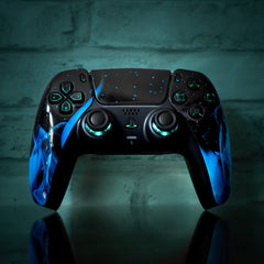 PS5 Controller LED Mod Blue Flame PS5 Custom Wireless Controller Backlit Buttons RGB