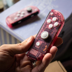 Custom JoyCons Nintendo Switch Clear Pink Joy-Con Controller Mod with White Buttons