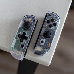 Joy-Cons Clear “Game Boy Pocket” Mod - Nintendo Switch Retro Gaming Controllers Black Buttons and D-Pad