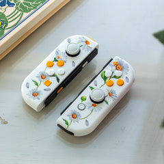 Floral Joy-Cons with Beautiful Daisies and Yellow Buttons Nintendo Switch Gaming Controllers
