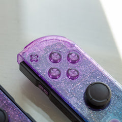 Cosmic Glitter Joy-Cons Clear Purple and Emerald Nintendo Switch Gaming Controllers