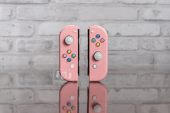 Pink Joy-Cons Mod with Pastel Hearts Buttons Nintendo Switch Custom Controllers