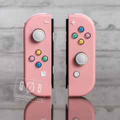 Pink Joy-Cons Mod with Pastel Hearts Buttons Nintendo Switch Custom Controllers