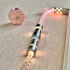 Sakura Pink USB-C RGB Aviator Handmade Coiled Cable