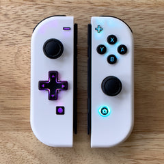 Custom Nintendo Switch Joy-Con Controllers White LED MOD Backlit Buttons with D-Pad Option