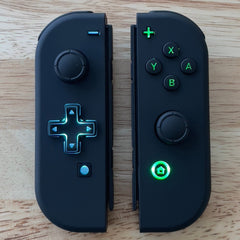 Custom Nintendo Switch Joy-Con Controllers Black LED MOD with Black Backlit Buttons and D-Pad option