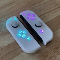 Custom Joy-Con LED MOD - White on White with Backlit Clear Buttons - Nintendo Switch Controllers